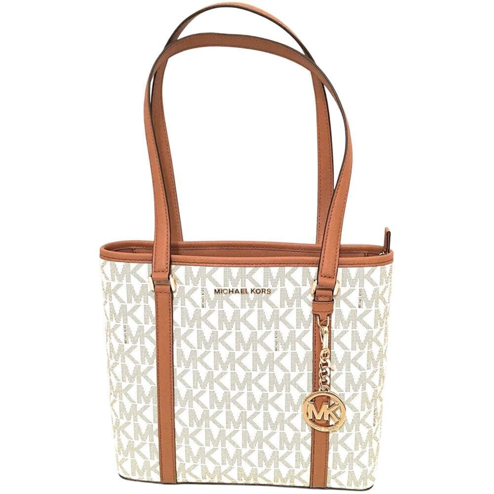 Michael Kors Womens Sady Small Top Zip Tote Shoulder Bag Purse Vanilla